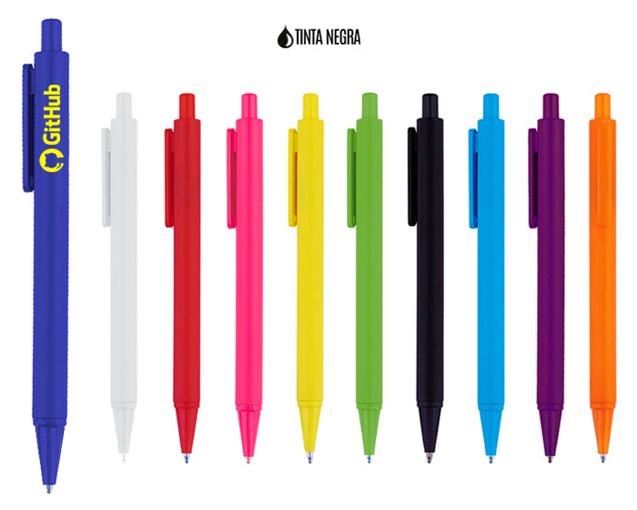 200 piezas | Bolígrafo de plástico de tinta negra con cuerpo en color. Mecanismo de click, con logo impreso