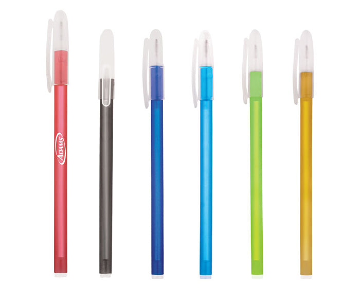 200 piezas | Bolígrafo de plástico con cuerpo de color y tapa traslúcida con clip, con logo impreso