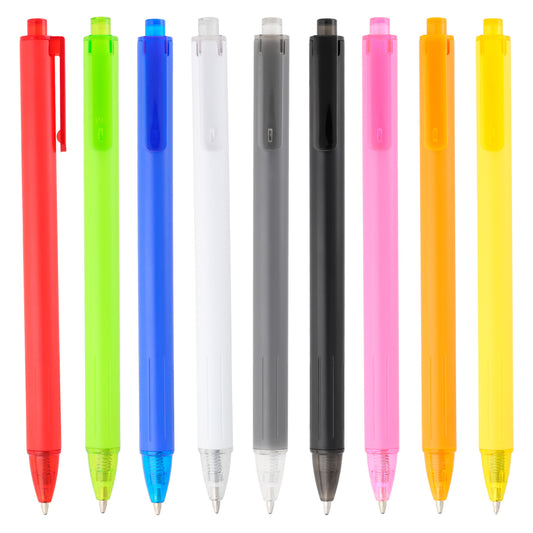 100 piezas | Bolígrafo de plástico color sólido, clip transparente y mecanismo de click, con logo impreso.