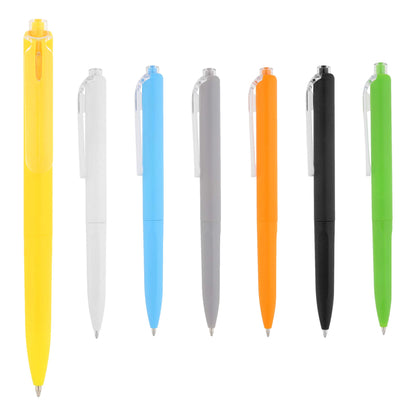 100 piezas | Bolígrafo de plástico con clip transparente y mecanismo de click, con logo impreso.