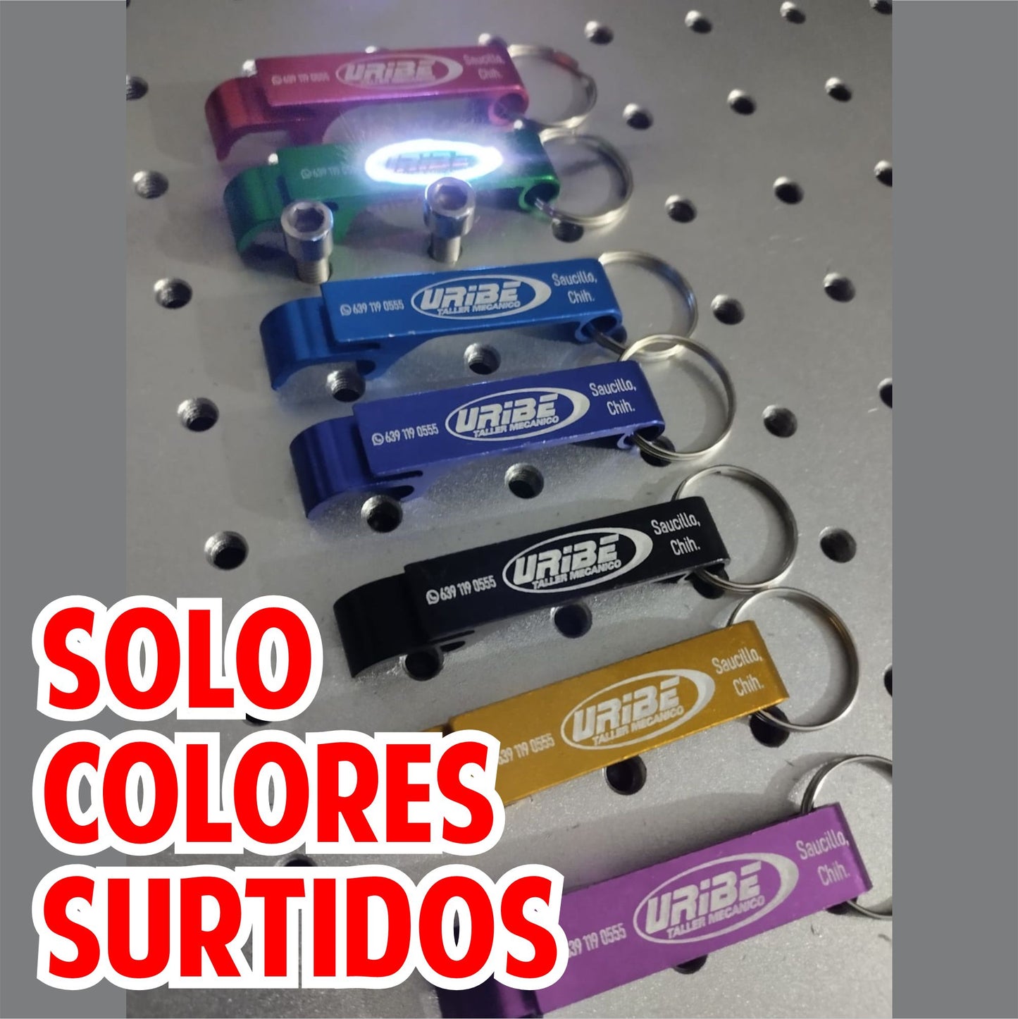 100 Llaveros destapador COLORES SURTIDOS con tu logo grabado en láser