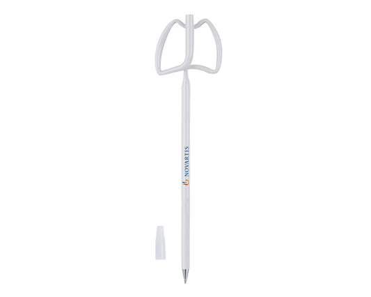 50 piezas | Bolígrafo delgado de plástico moldeado de manera flexible en forma de pulmones, con logo impreso