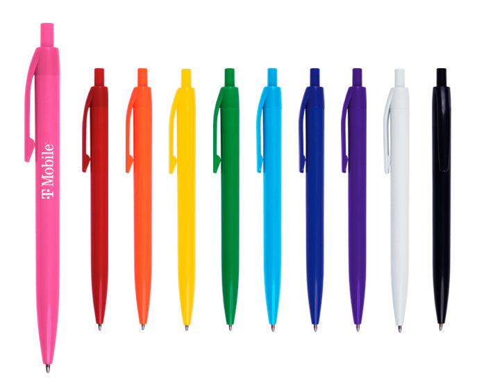 200 piezas | Bolígrafo de plástico con cuerpo y clip de color. Mecanismo de click, con logo impreso