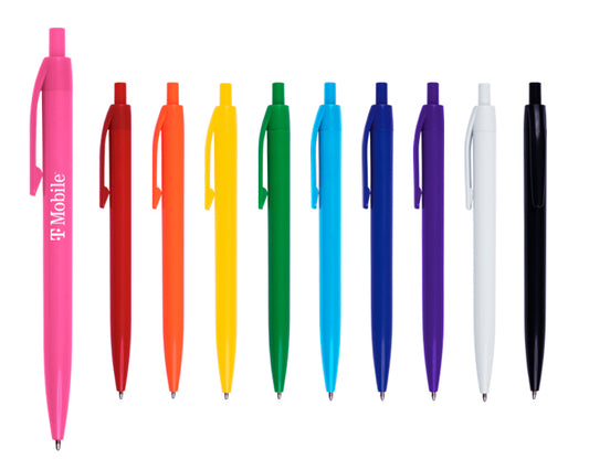 200 piezas | Bolígrafo de plástico con cuerpo y clip de color. Mecanismo de click, con logo impreso