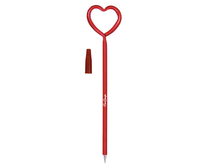 50 piezas | Bolígrafo delgado de plástico moldeado de manera flexible en forma de corazón, con logo impreso.