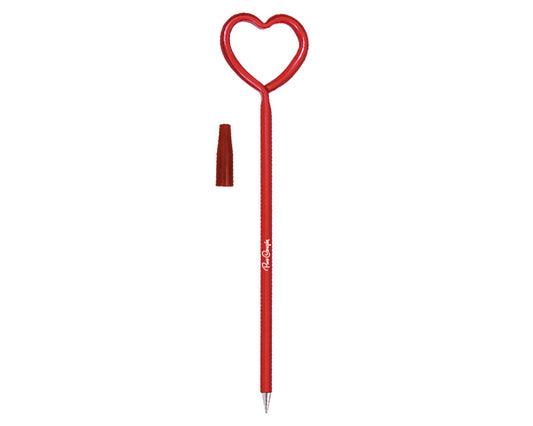 50 piezas | Bolígrafo delgado de plástico moldeado de manera flexible en forma de corazón, con logo impreso.