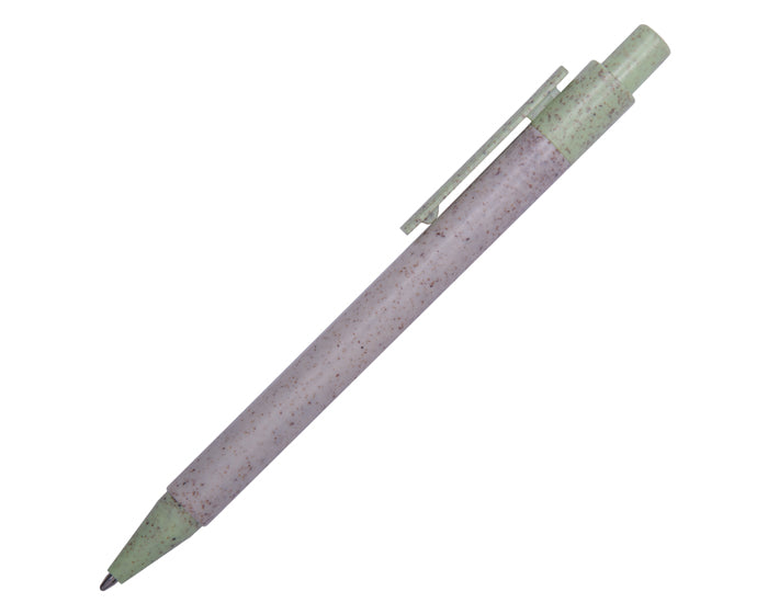 100 piezas | Bolígrafo ecológico a base de fibra de trigo, clip y punta de color. Mecanismo de click., con logo impreso