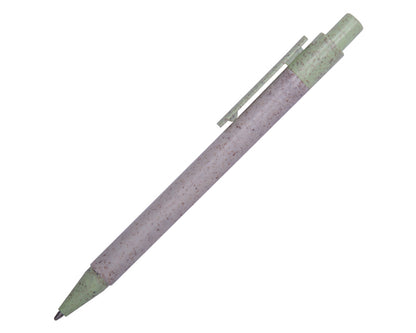100 piezas | Bolígrafo ecológico a base de fibra de trigo, clip y punta de color. Mecanismo de click., con logo impreso