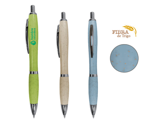 100 piezas | Bolígrafo ecológico y reciclable, con cuerpo de plástico ABS y \fibra de Trigo, con logo impreso
