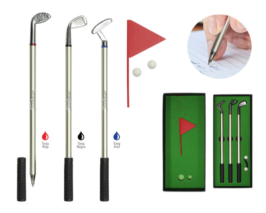 3 sets | Exclusivo juego de escritorio para los amantes del golf, con logo impreso.