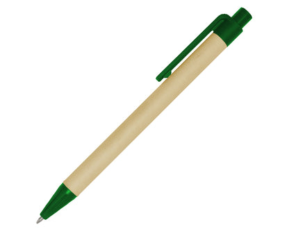 100 piezas | Bolígrafos de papel reciclado, clip y punta de plástico, mecanismo de click, con logo impreso