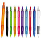 100 piezas | Bolígrafo de plástico de color sólido con clip transparente y grip de goma, con logo impreso.